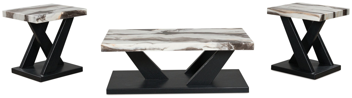Cendill - Occasional Table Set (Set of 3) - Dark Brown / White / Black