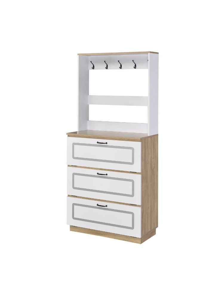 Hewett - Shoe Cabinet - Light Oak & White