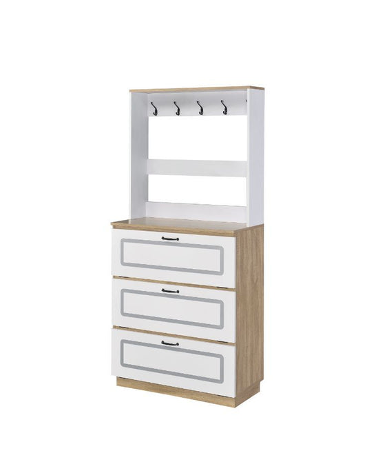 Hewett - Shoe Cabinet - Light Oak & White