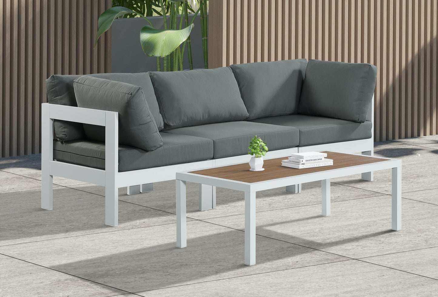 Nizuc - Outdoor Patio 3 Seat Modular Sofa With White Frame