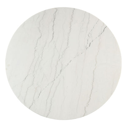 Edwyn - Round Dining Table - White Natural Marble Top & Espresso