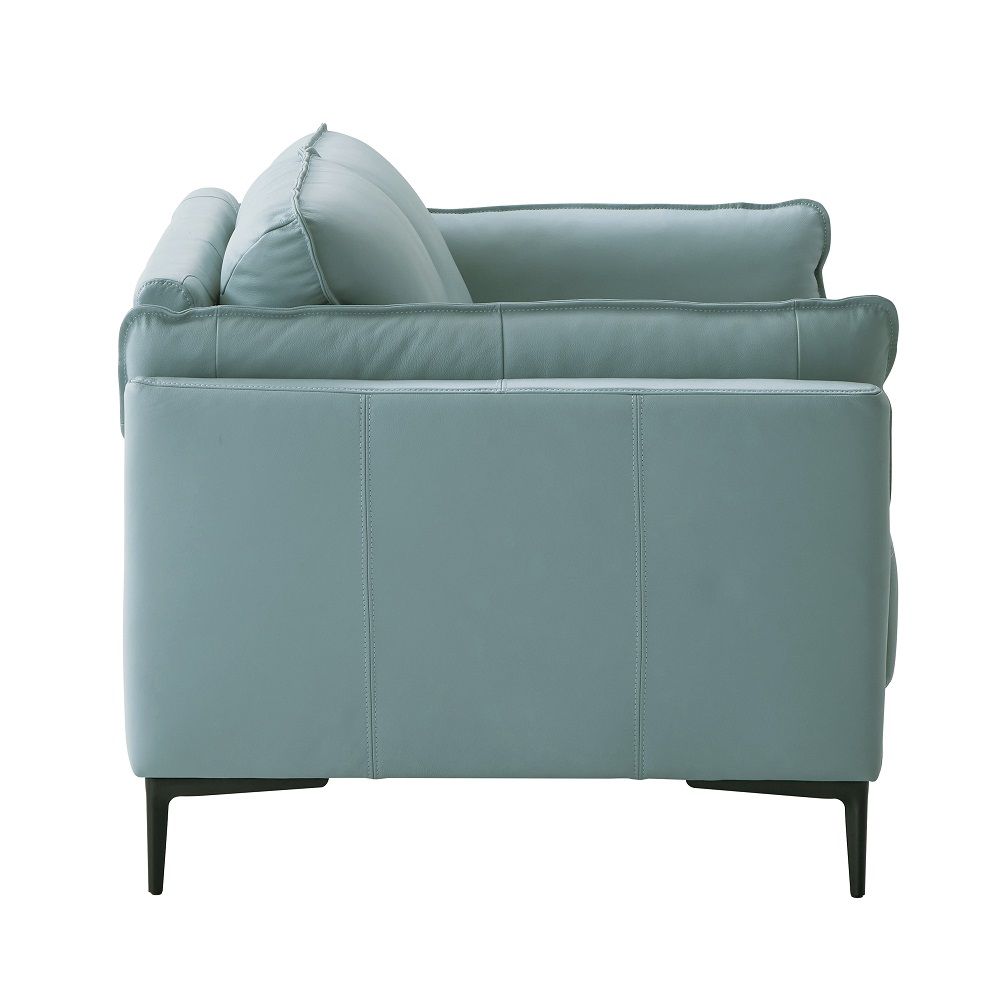 Mesut - Loveseat - Sage Green Top Grain Leather & Black