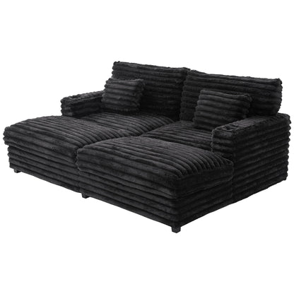 Oversized Double Chaise Lounge Sofa Bed With USB Ports And Cup Holders