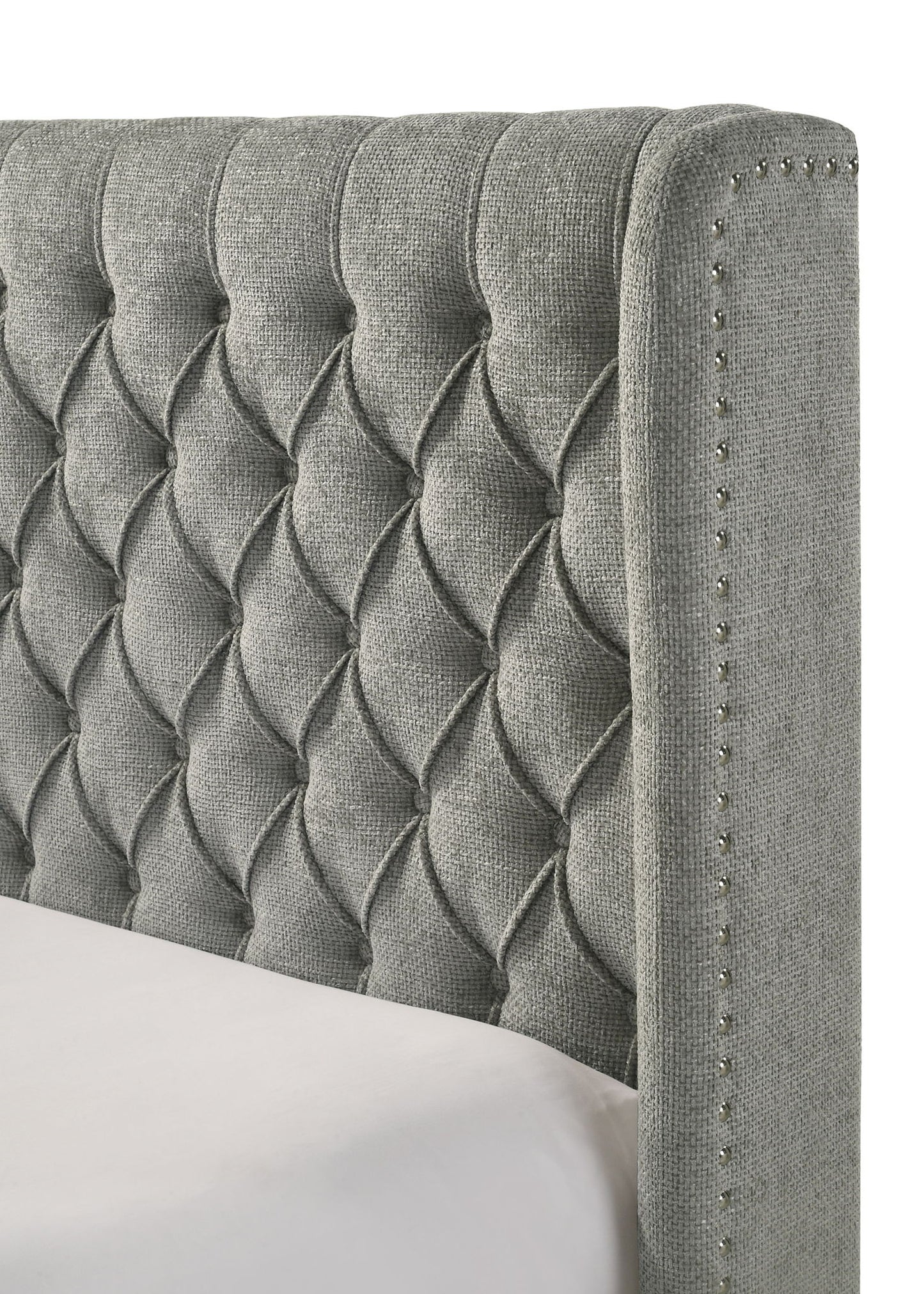 Daphne - Queen Bed - Light Gray Tweed