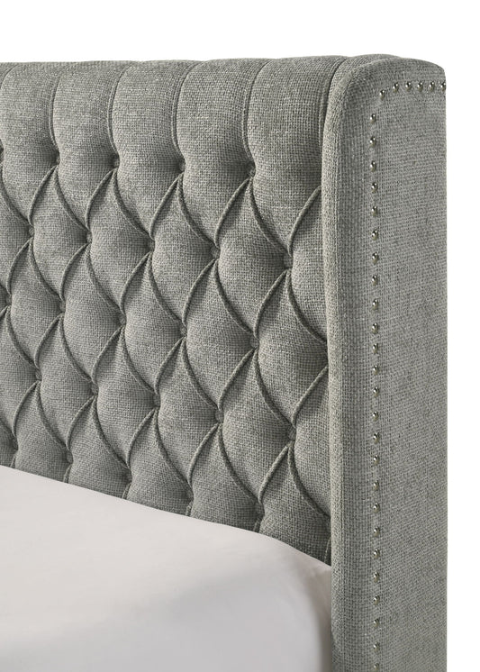 Daphne - Queen Bed - Light Gray Tweed