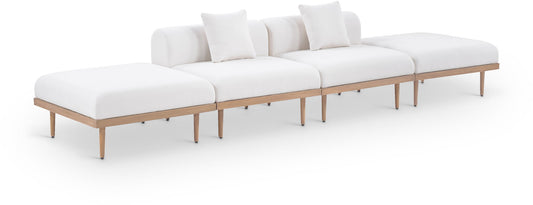 Laguna - 4 Piece 142" Outdoor Patio Armless Modular Sofa With 2 Backless Seats