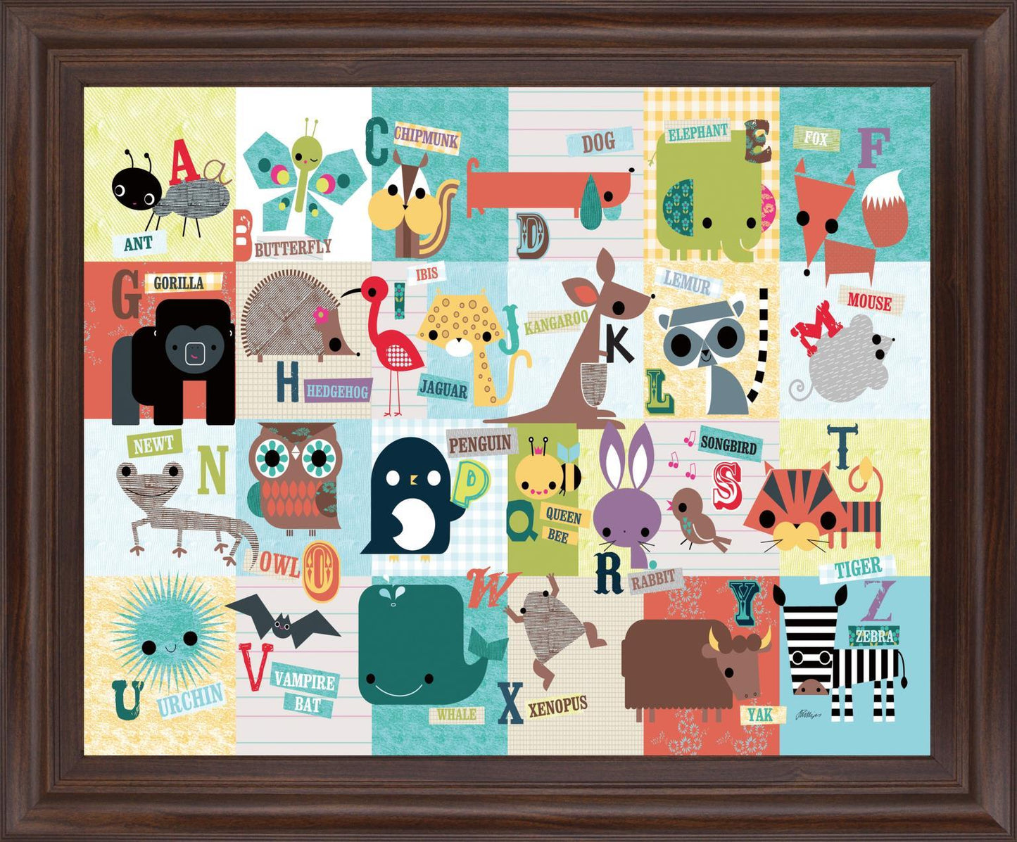 Playful Alphabet Parade - 28" x 34" Framed Wall Art