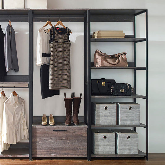 Monica - Walk-In Closet System, Modular Design - Rustic