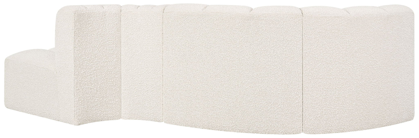 Arc - Boucle Fabric 4 Piece L-Shaped Modular Sofa