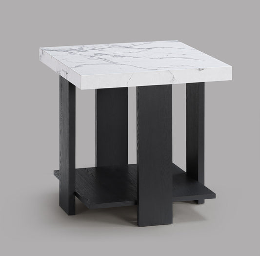 Boris - 3 Piece Faux Marble Cocktail Set - Black / White