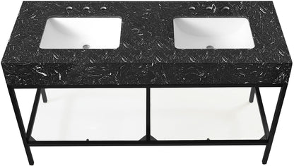 Marmo - Engineered Marble Bathroom Vanity With Black Base