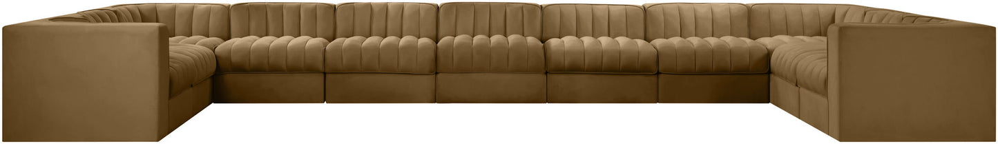 Rummi - Velvet Performance Fabric Upholstered 11 Piece Modular Sectional