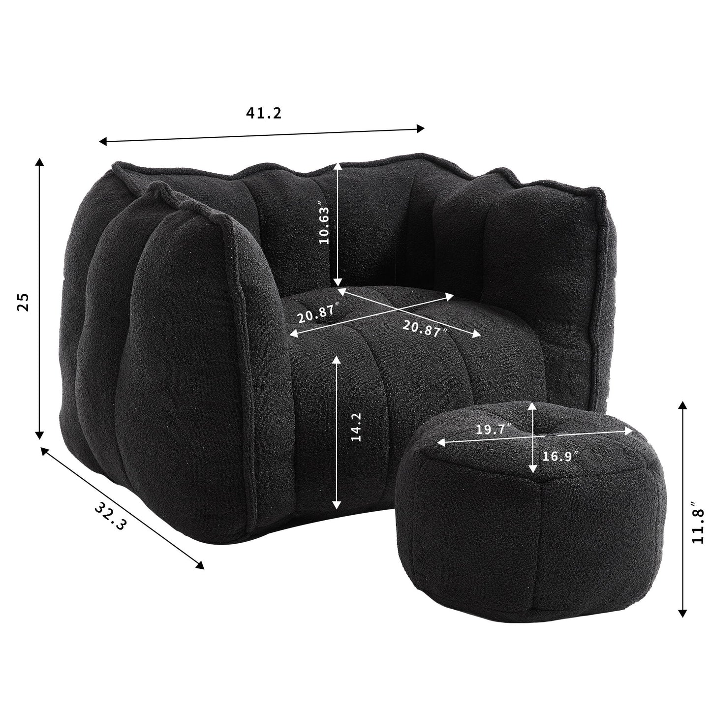 Soft Bean Bag Chair With High Resilient Foam