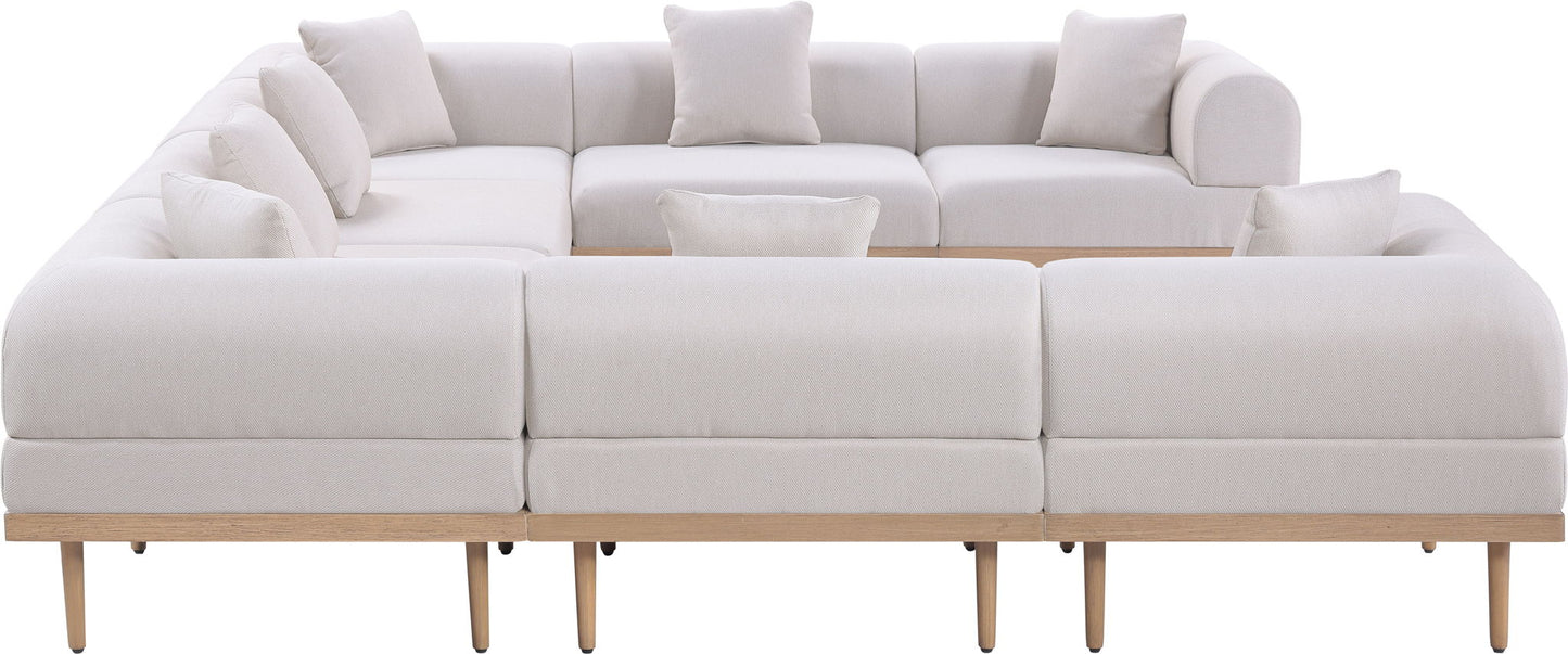 Laguna - 8 Piece Resilient Water Resistant Fabric 142" Upholstered Outdoor Patio Modular Sectional