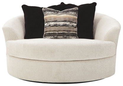 Cambri - Oversized Round Swivel Chair - Snow