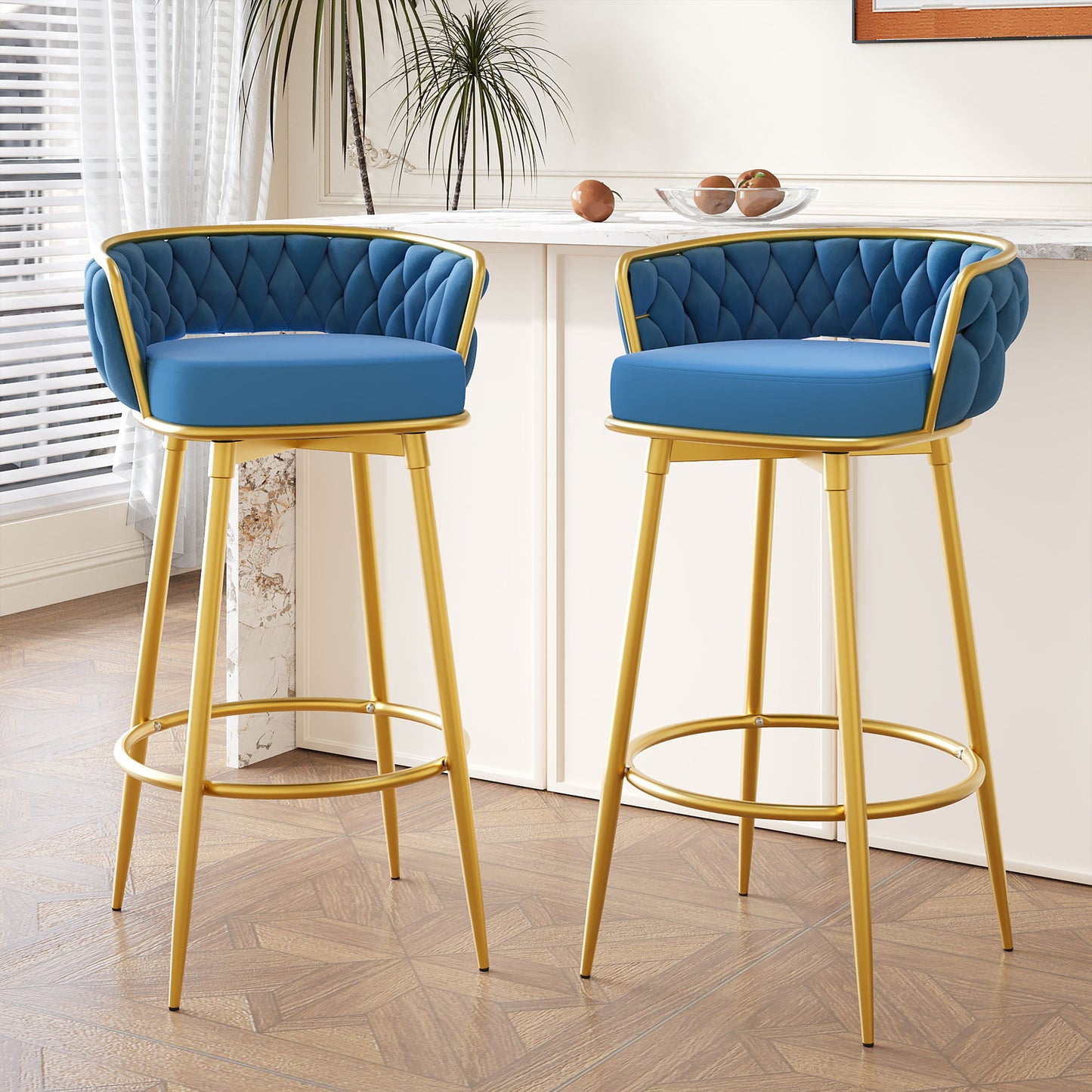 Modern Low Back Upholstered Counter Height Bar Stools (Set of 2)