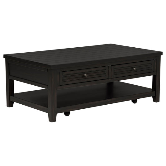 Sutter - 2 Drawer Rectangular Coffee Table - Dark Brown