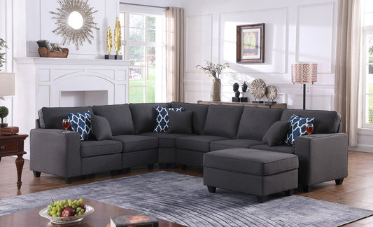 Cooper - Comfort Sectional Sofa With Ottomans And Cupholder