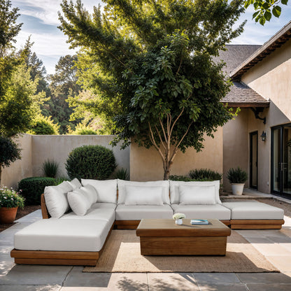 Mirella - 6 Piece Water Resistant Fabric Upholstered Outdoor Patio Modular Sectional