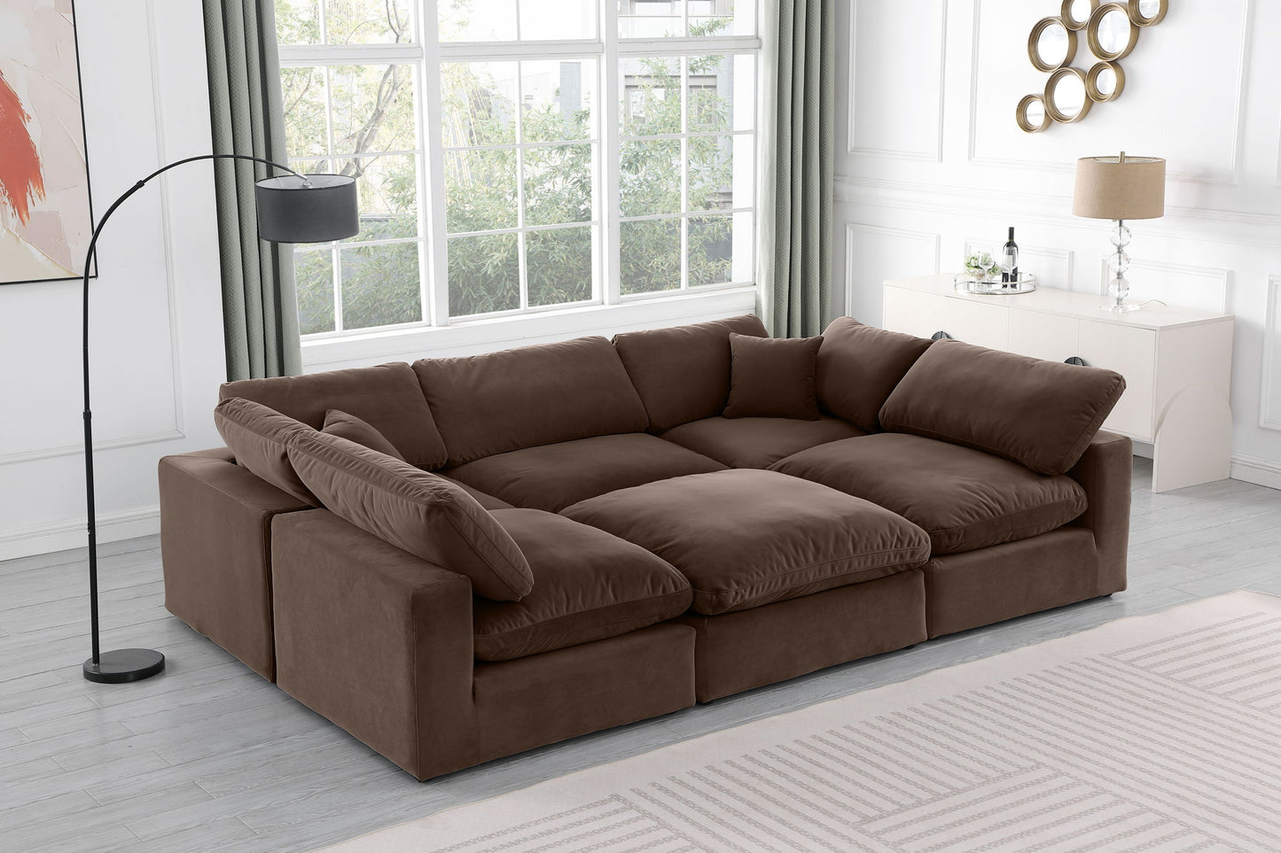 Comfy - 6 Piece Velvet Sectional