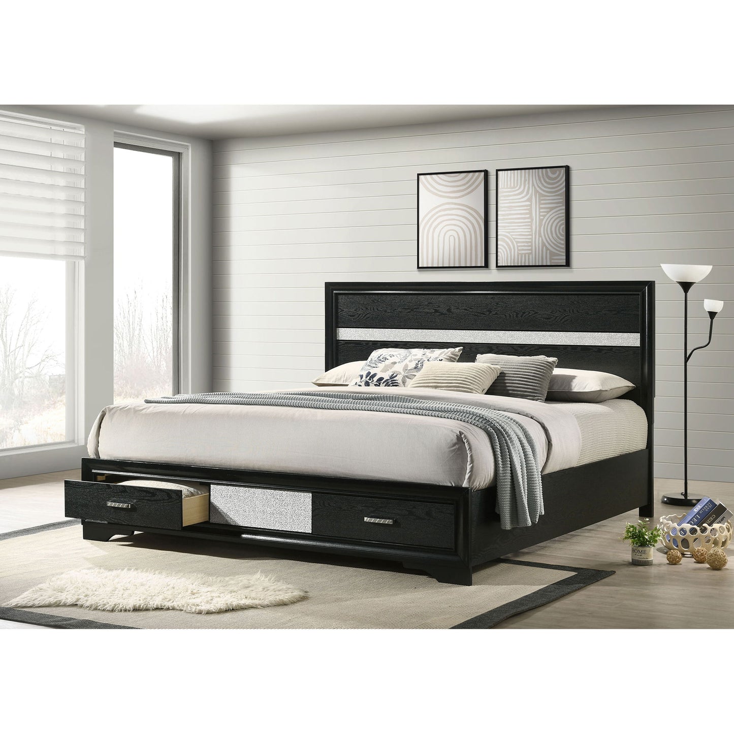 Eastern - King Storage Platform Bed 2 Drawer - Black