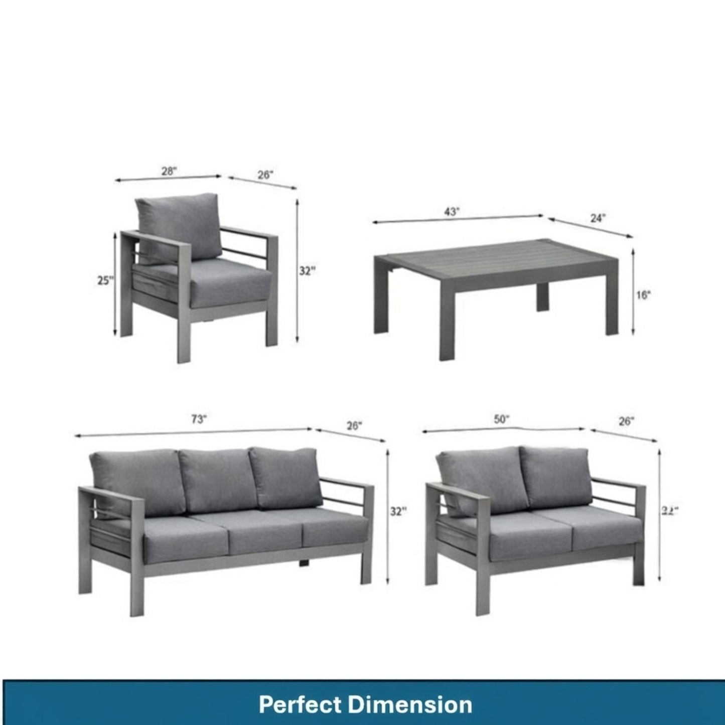 Outdoor Patio Set, All-Weather & Thick Cushions