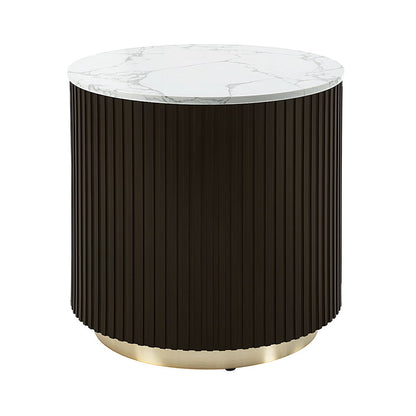 Clayten - End Table - White Natural Marble Top & Espresso