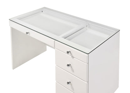 Morgan - Vanity Desk With Glass Top - White