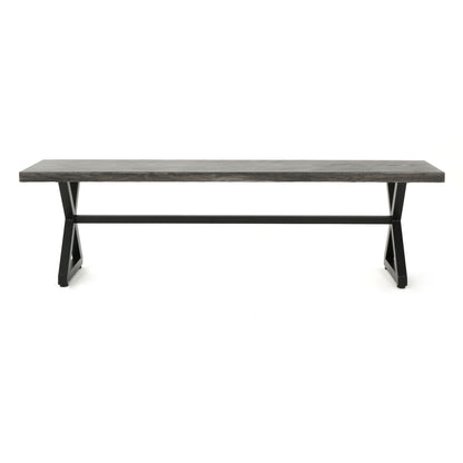 Modern Aluminum Outdoor Dining Bench With X Base