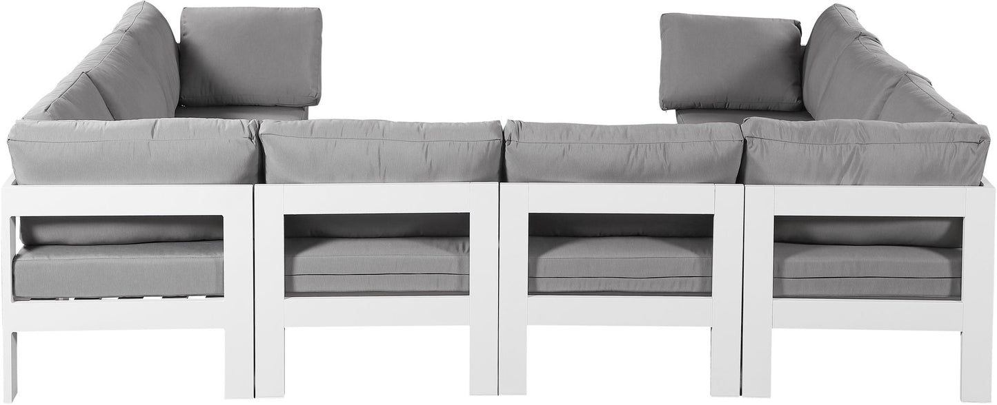 Nizuc - Outdoor Patio 8 Piece Modular Sectional With White Frame