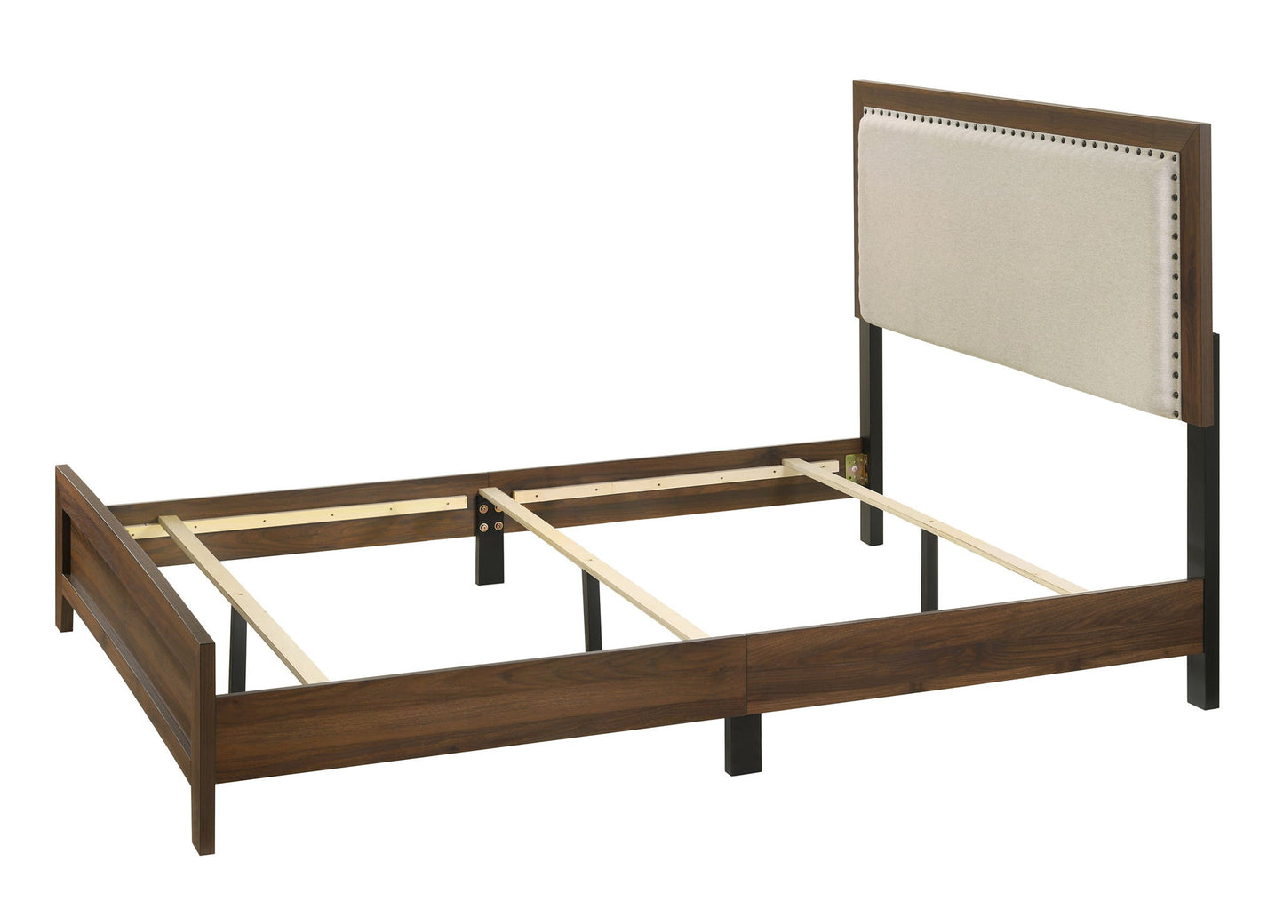 Millie - Queen Upholstery Bed In One Box - Brown Cherry