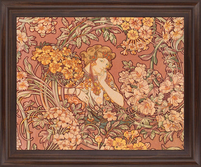 Whimsical Blossom Muse - 28" x 34" Framed Wall Art