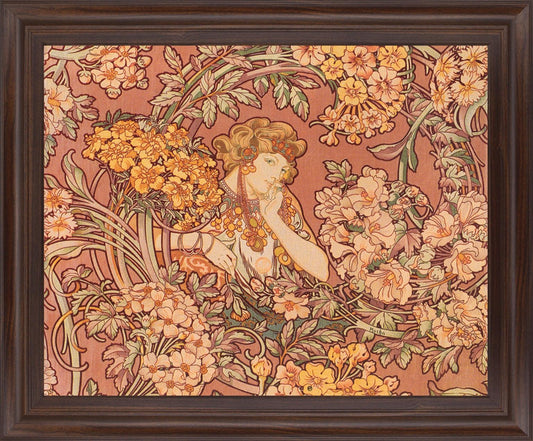 Whimsical Blossom Muse - 28" x 34" Framed Wall Art