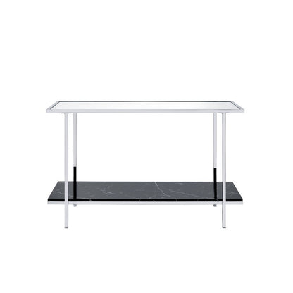 Angwin - Console Table - Mirrored, Faux Marble Top & Chrome