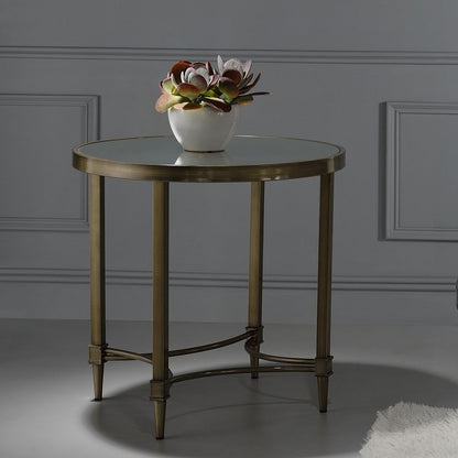 Aditya - End Table - Mirrored & Antique Brass