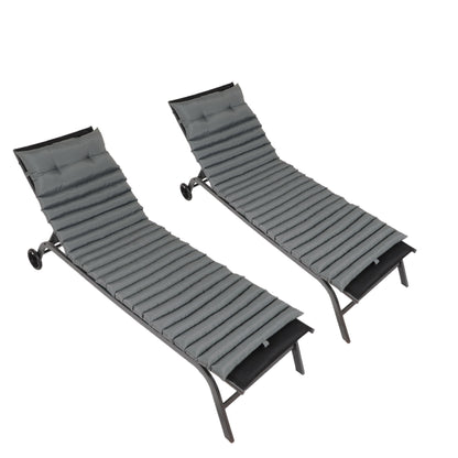 2 Piece Outdoor Chaise Lounge Chair Cushion Set