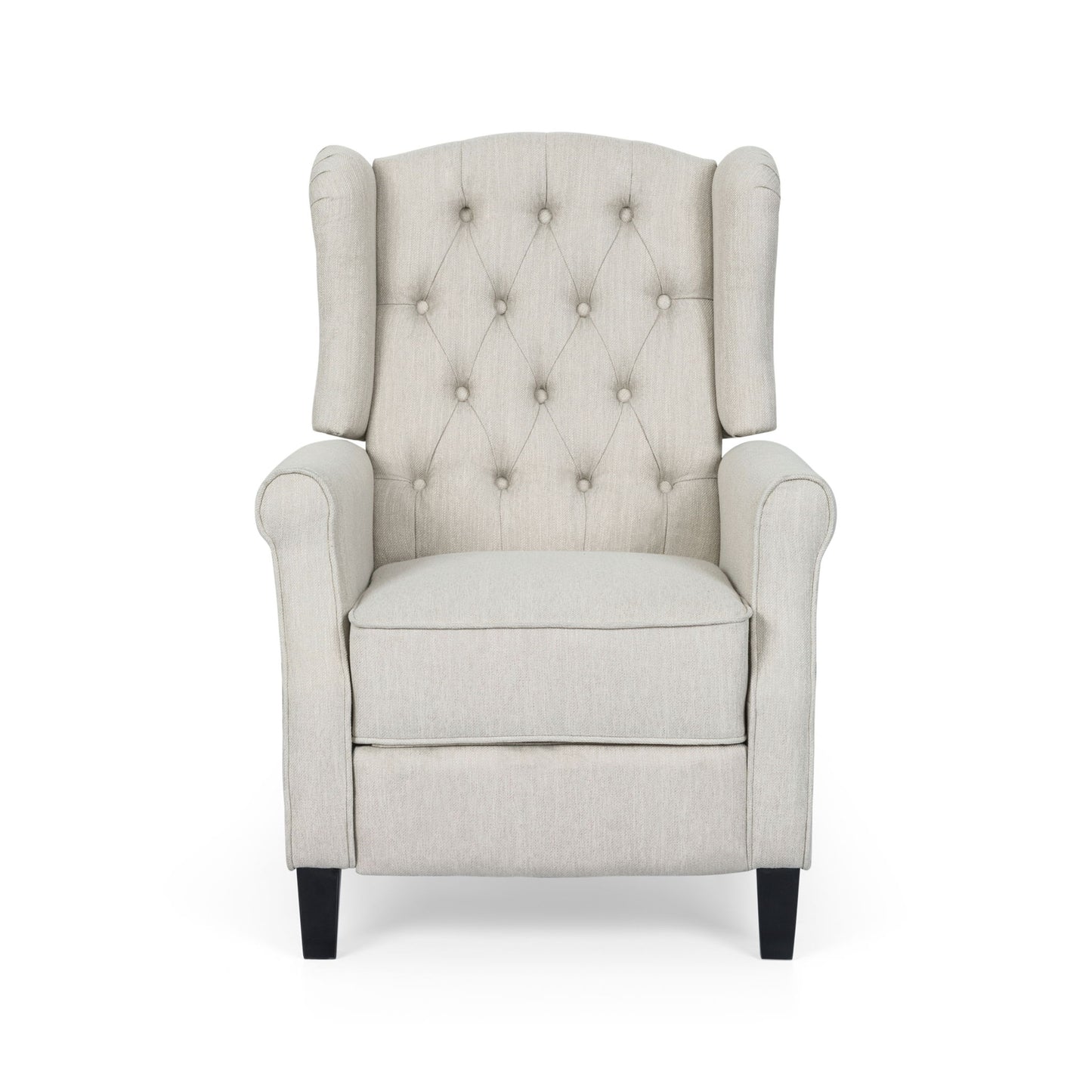 Contemporary Tufted Fabric Push Back Recliner - Beige