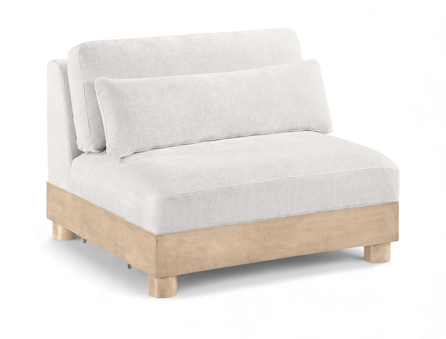 Turin - Chenille Fabric Upholstered Modular Armless Chair - Natural Base