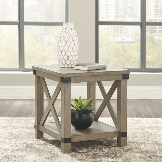 Aldwin - Rectangular End Table - Crossbuck Styling - Gray