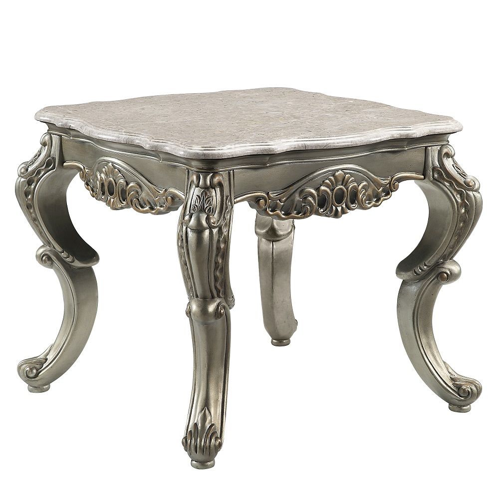 Miliani - End Table With Marble Top - Natural Marble Top & Antique Bronze