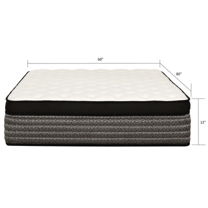 Premium 12" Queen Size Hybrid Mattress In A Box Soft Gel Memory Foam Top With Cooling Technology - Gray / White