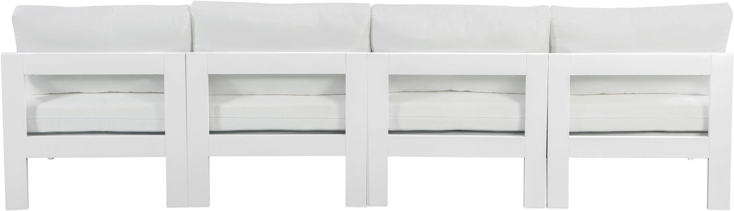Nizuc - Outdoor Patio 4 Seat Armless Modular Sofa With White Frame