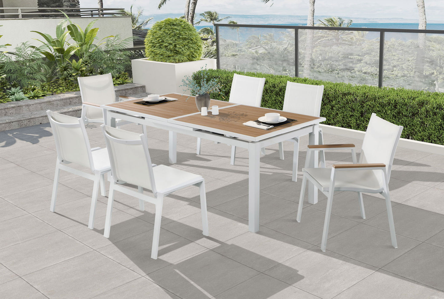 Nizuc - Outdoor Patio Dining Chair With White Frame (Set of 2)