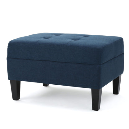 Ottoman With Birch Wood Legs And Cushioned Top For Comfort