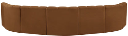 Arc - Velvet 7 Piece U-Shaped Modular Sofa - Saddle
