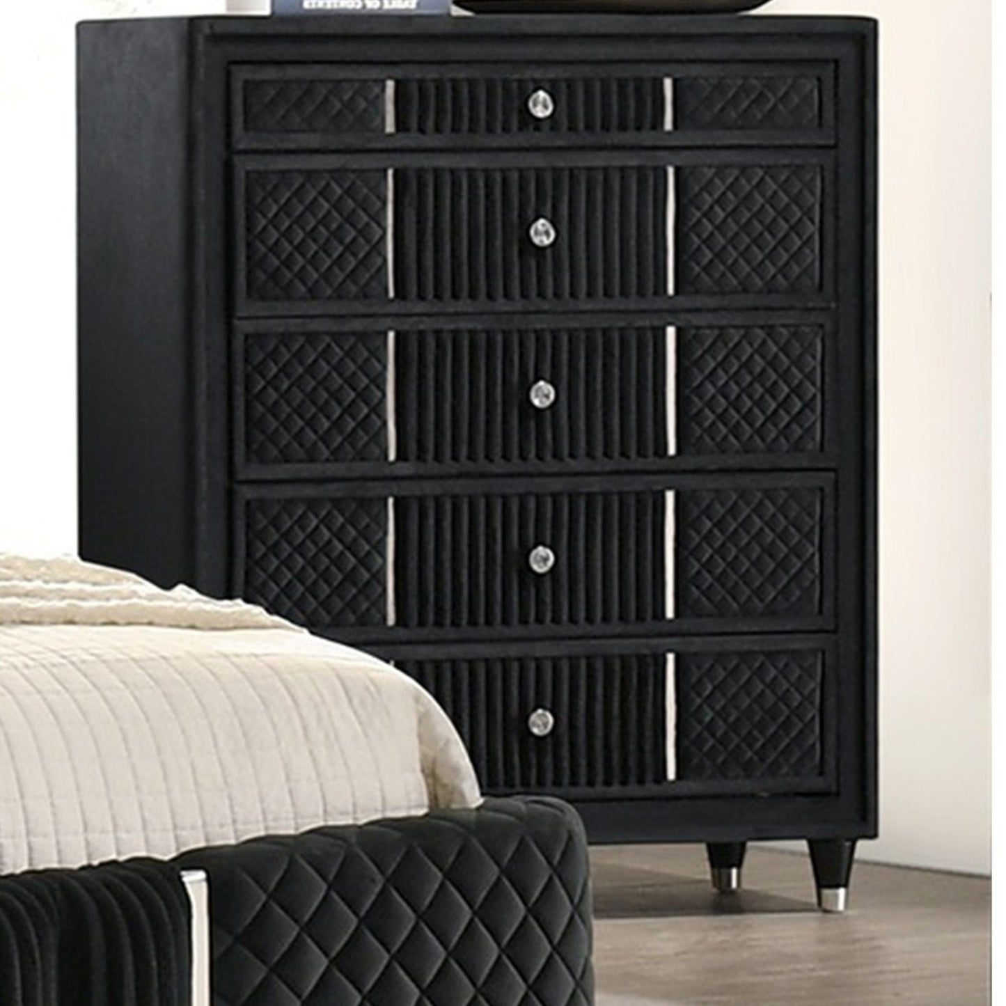 1 Piece Tall Chest Upholstery Textured - Black