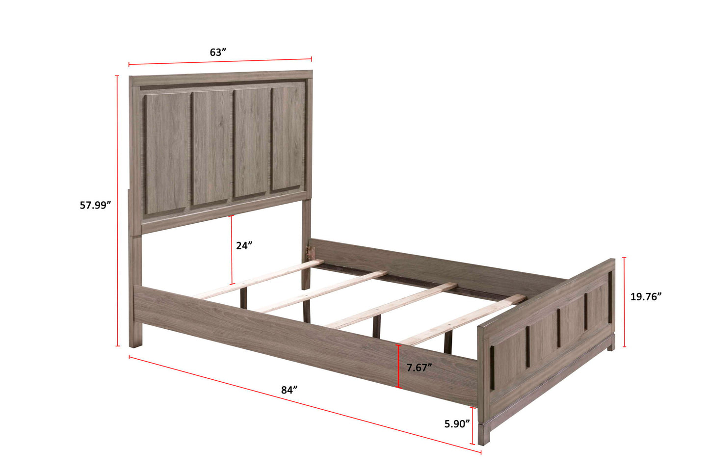 River - Queen Bed - Light Brown