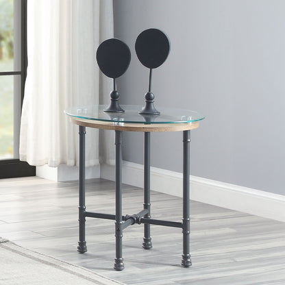 Brantley - End Table - Clear Glass & Sandy Gray