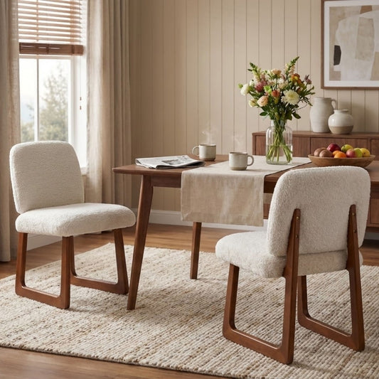 Dining Chair With Curved Legs (Set of 2) - Beige / Brown