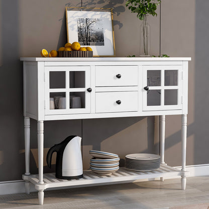 Hearth & Haven Stella - Buffet Storage Cabinet With Bottom Shelf - White